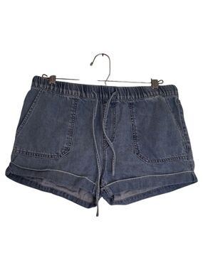 Volcom Lightweight Denim Elastic Waist Drawstring Cuffed Shorts Size Small